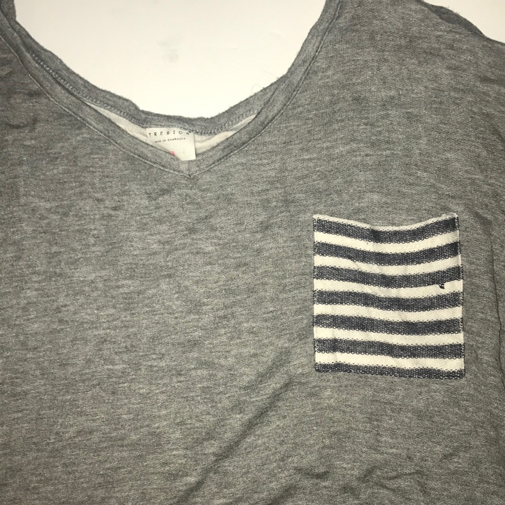 Grey and striped shirt